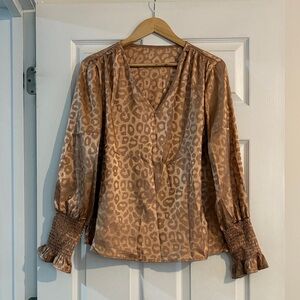 Leopard Print V-Neck Blouse